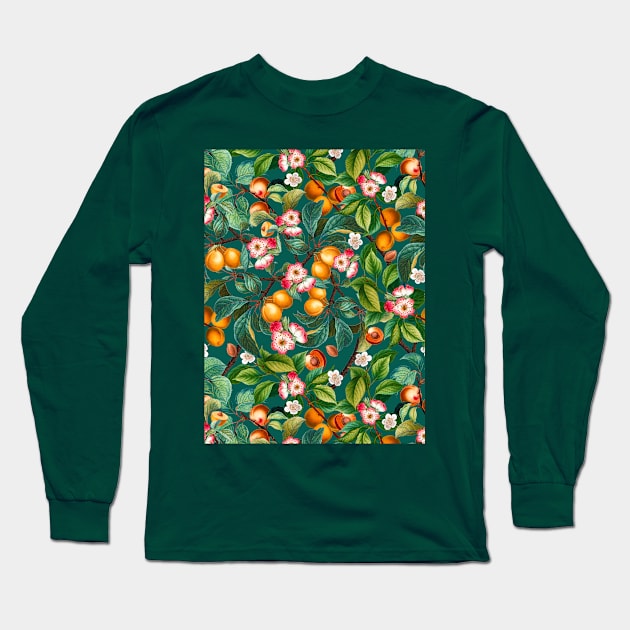 Fruits and Floral Pattern Long Sleeve T-Shirt by burcukorkmazyurek